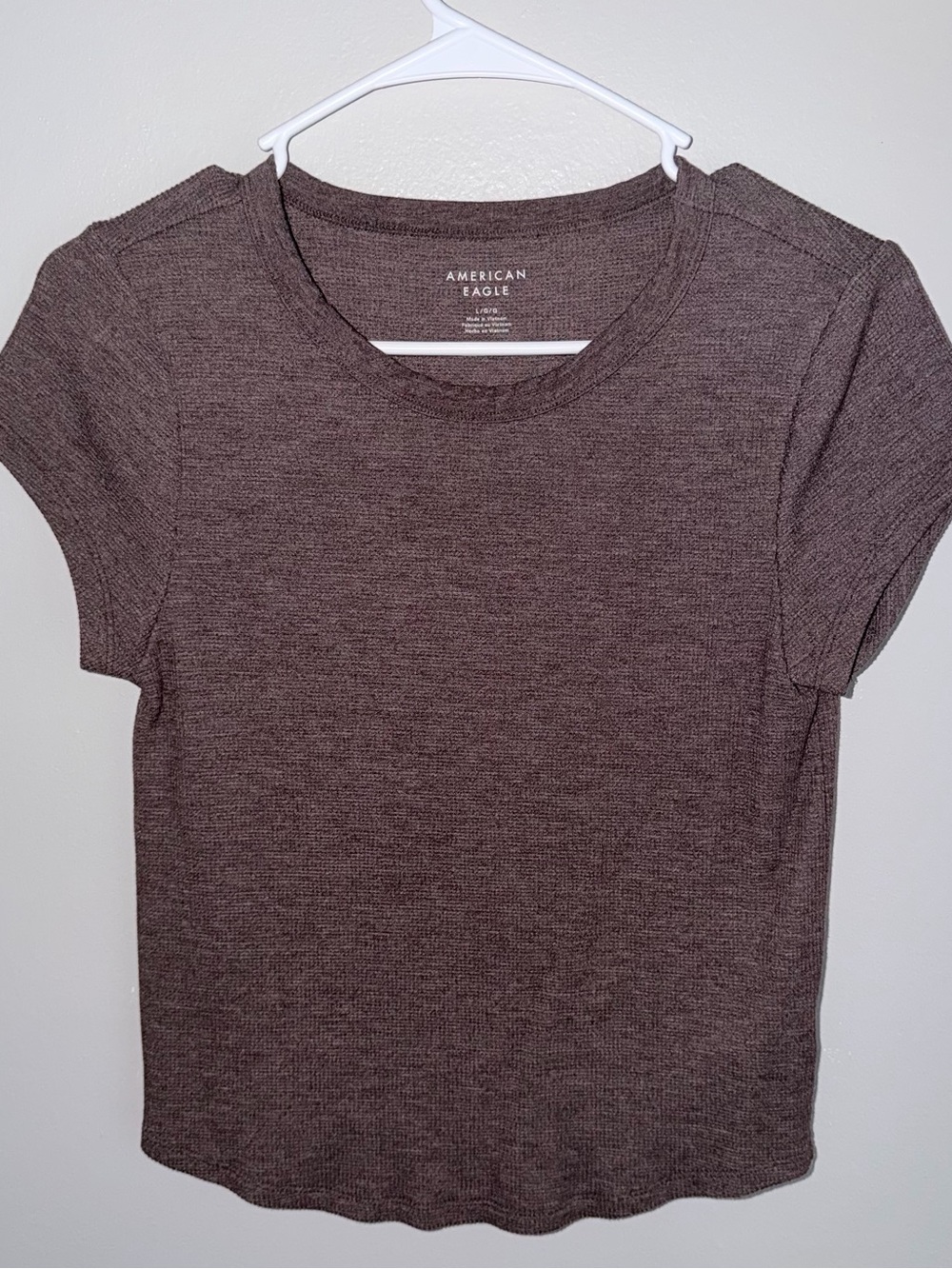American Eagle Outfitters Short Sleeve Crewneck Top — Chocolate Brown